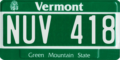 VT license plate NUV418