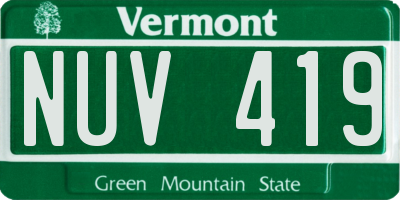 VT license plate NUV419