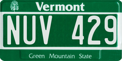 VT license plate NUV429