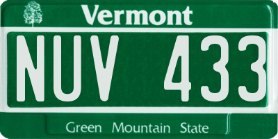 VT license plate NUV433