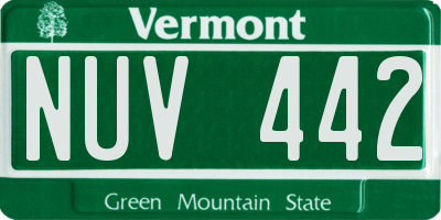 VT license plate NUV442