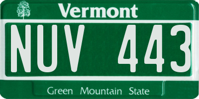 VT license plate NUV443