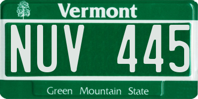 VT license plate NUV445