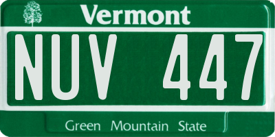 VT license plate NUV447
