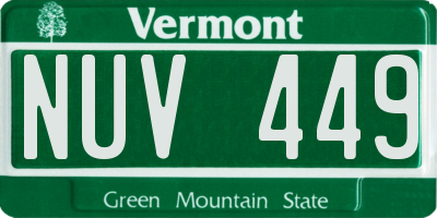 VT license plate NUV449