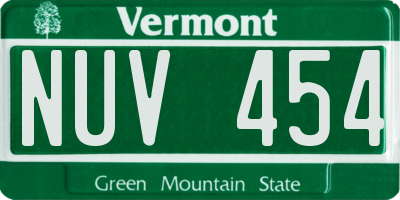 VT license plate NUV454