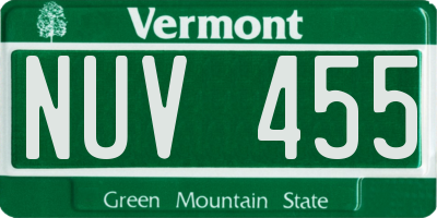 VT license plate NUV455