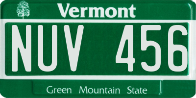 VT license plate NUV456