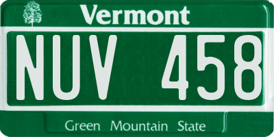 VT license plate NUV458