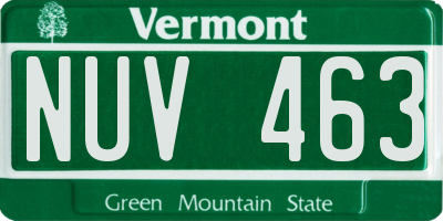 VT license plate NUV463