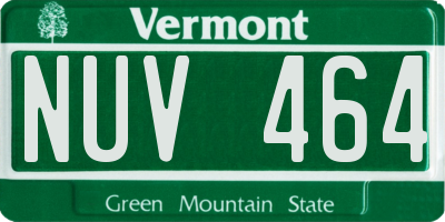 VT license plate NUV464