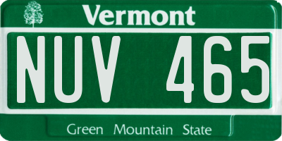 VT license plate NUV465