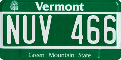 VT license plate NUV466