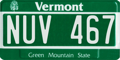 VT license plate NUV467