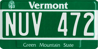 VT license plate NUV472