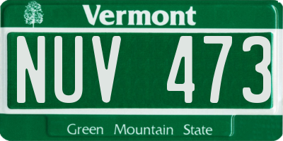 VT license plate NUV473