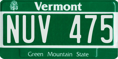 VT license plate NUV475