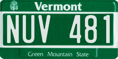 VT license plate NUV481