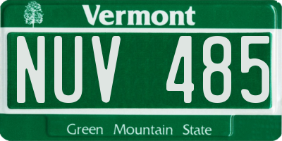 VT license plate NUV485