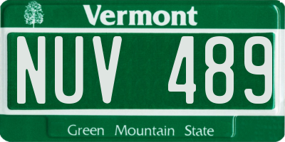 VT license plate NUV489