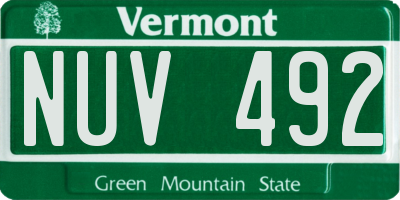 VT license plate NUV492