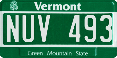 VT license plate NUV493