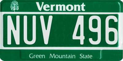 VT license plate NUV496