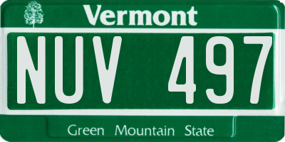 VT license plate NUV497