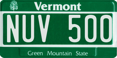 VT license plate NUV500