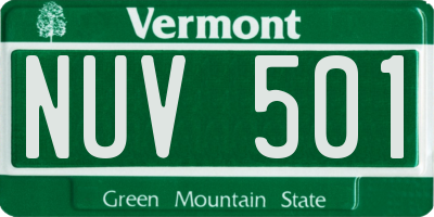 VT license plate NUV501