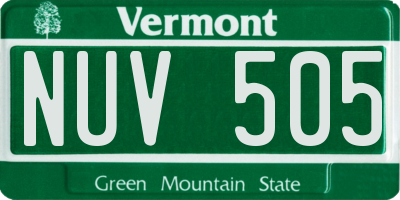 VT license plate NUV505