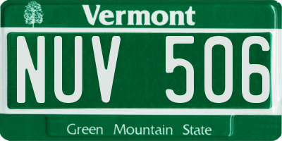 VT license plate NUV506
