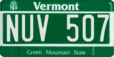VT license plate NUV507