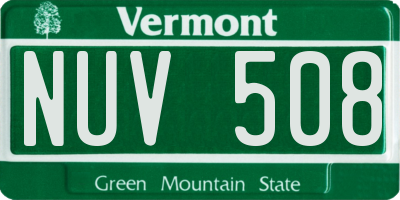 VT license plate NUV508