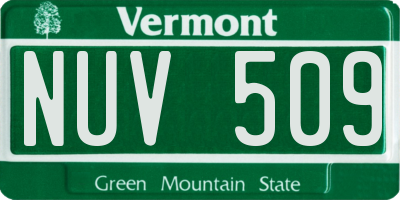 VT license plate NUV509