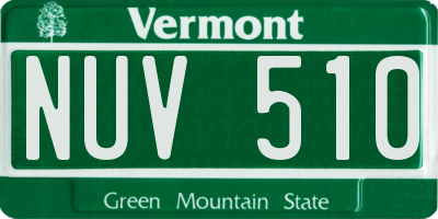 VT license plate NUV510
