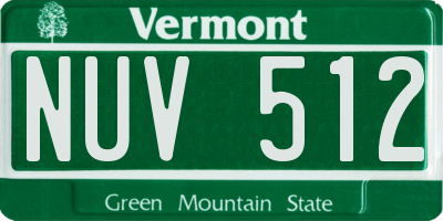 VT license plate NUV512