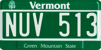 VT license plate NUV513