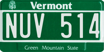 VT license plate NUV514