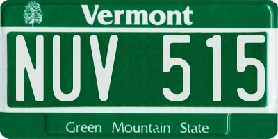 VT license plate NUV515