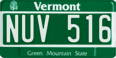 VT license plate NUV516