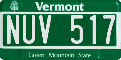 VT license plate NUV517