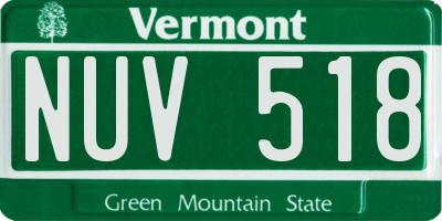 VT license plate NUV518