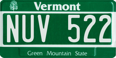 VT license plate NUV522