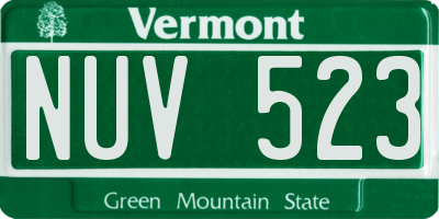 VT license plate NUV523