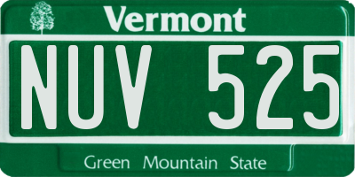 VT license plate NUV525