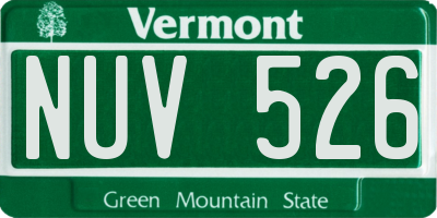 VT license plate NUV526