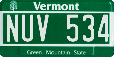 VT license plate NUV534