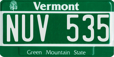VT license plate NUV535