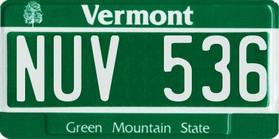 VT license plate NUV536